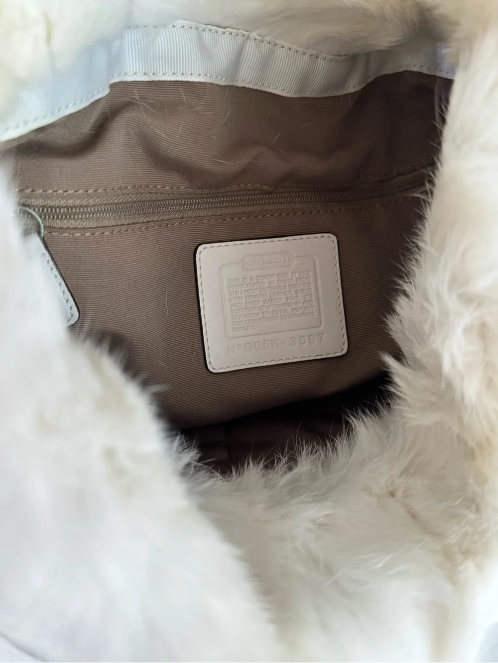 NWT, Y2K, Coach, Vintage, SoHo Ski, Cream Satin, Fur-Trim, Shoulder Bag